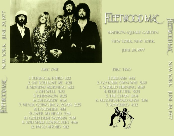 Fleetwood Mac MSG June 29, 1977 inlay