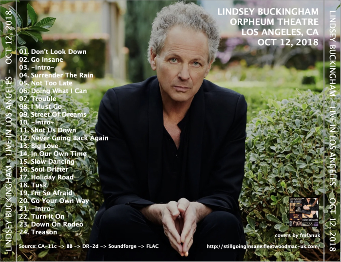 Lindsey Buckingham Los Angeles 2018 rear inlay