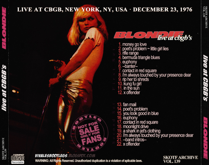 Blondie Live At CBGB´s rear